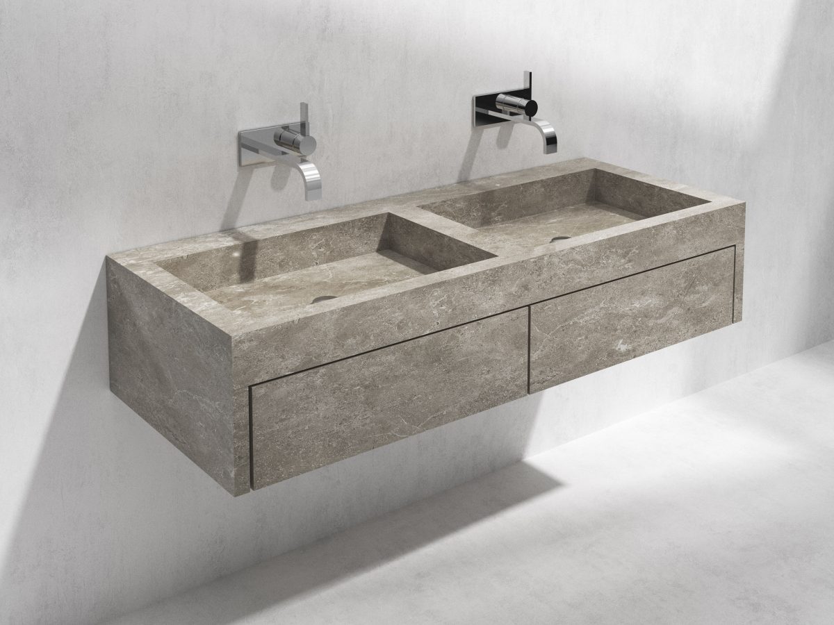 Double Wall-mounted Washbasin with Storage - Image 2