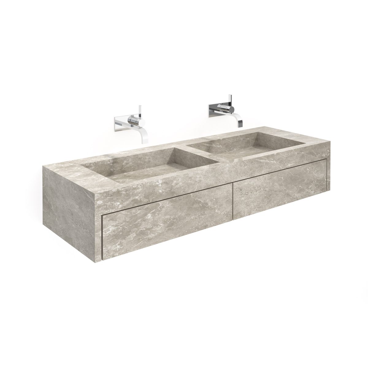 Double Wall-mounted Washbasin with Storage