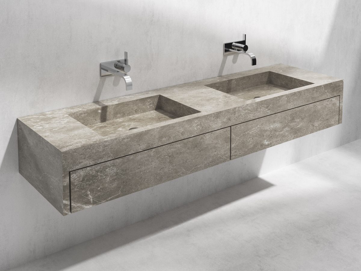 Double Wall-mounted Washbasin with Storage - Image 4