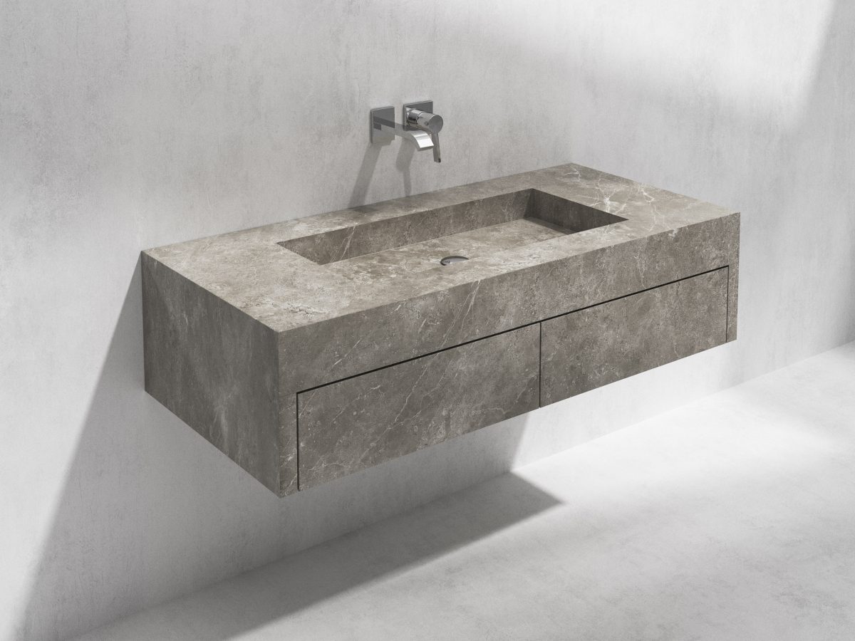 Single Wall-mounted Washbasin with Storage - Image 4