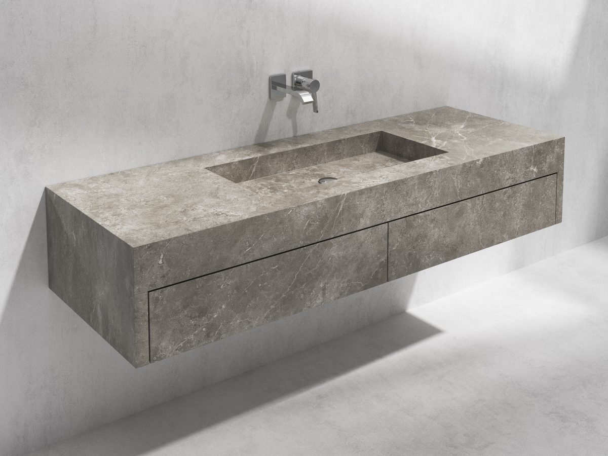 Single Wall-mounted Washbasin with Storage - Image 5