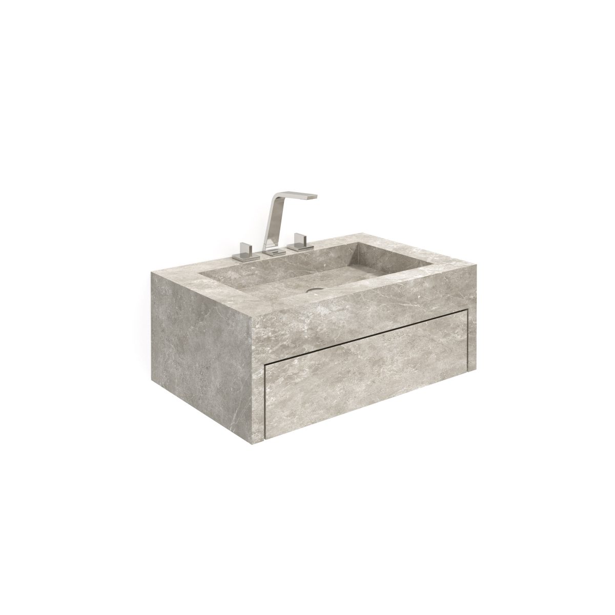 Single Wall-mounted Washbasin with Storage