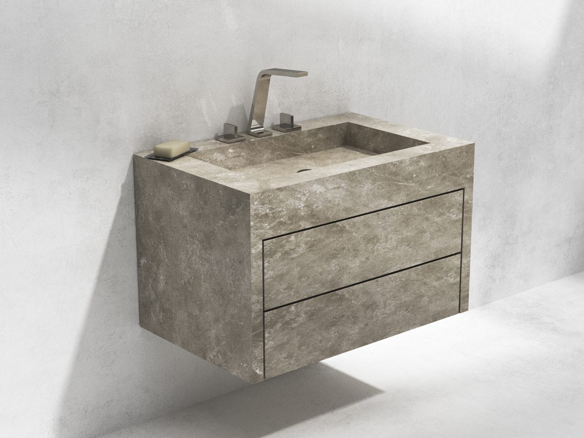 Single Wall-mounted Washbasin with Storage - Image 3